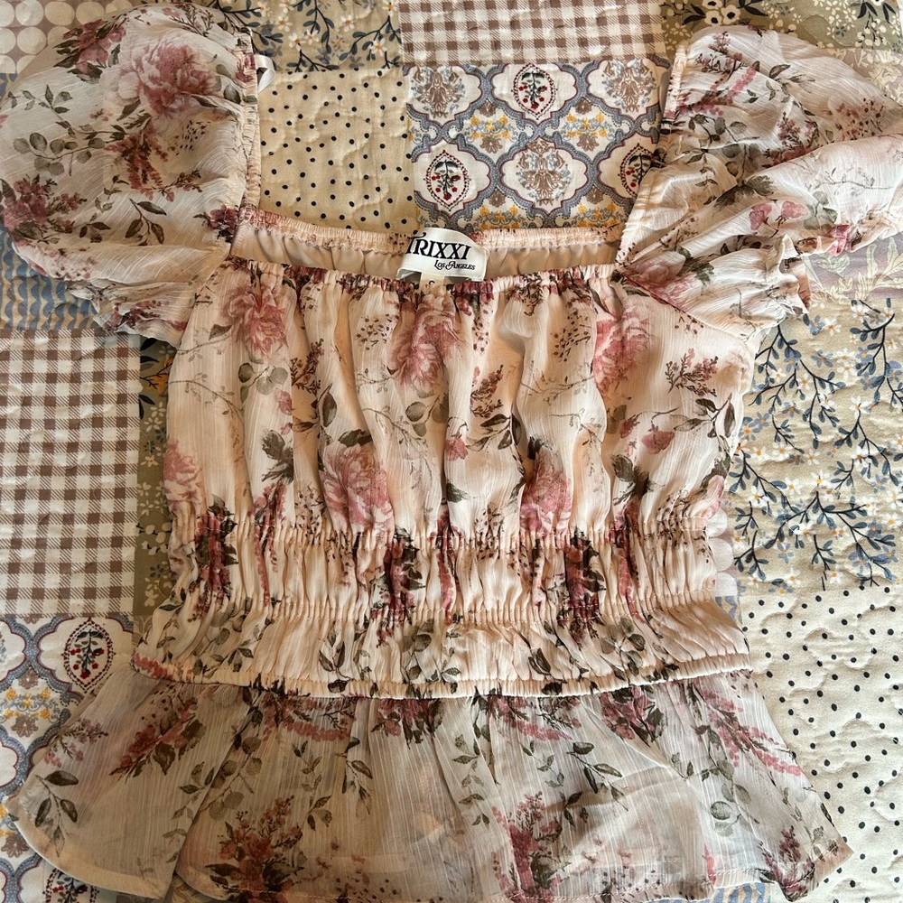 Trixxi Floral Smocked Blouse